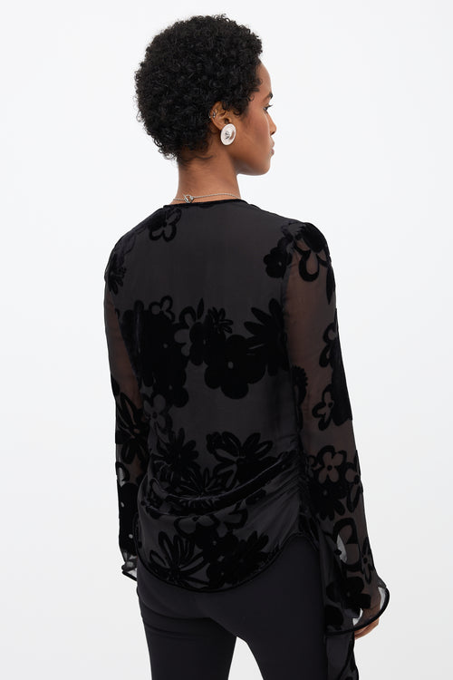 Tom Ford Primrose Floral Velvet Devore Blouse