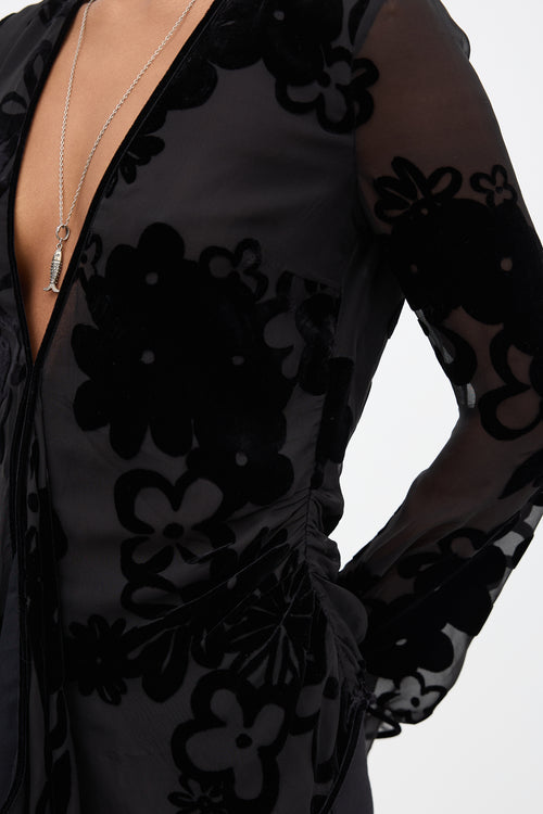 Tom Ford Primrose Floral Velvet Devore Blouse