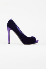 Tom Ford Purple Velvet & Satin Open Toe Pump
