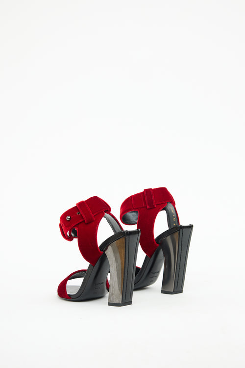 Tom Ford Red Velvet Heeled Sandal