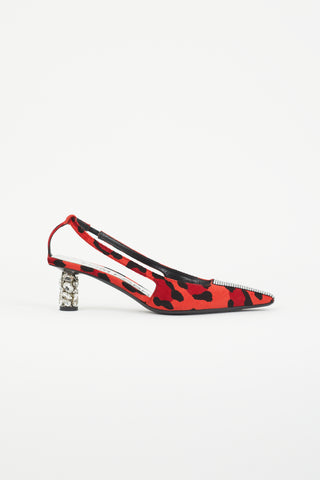 Tom Ford Red & Black Animalier Crystal Slingback Heel