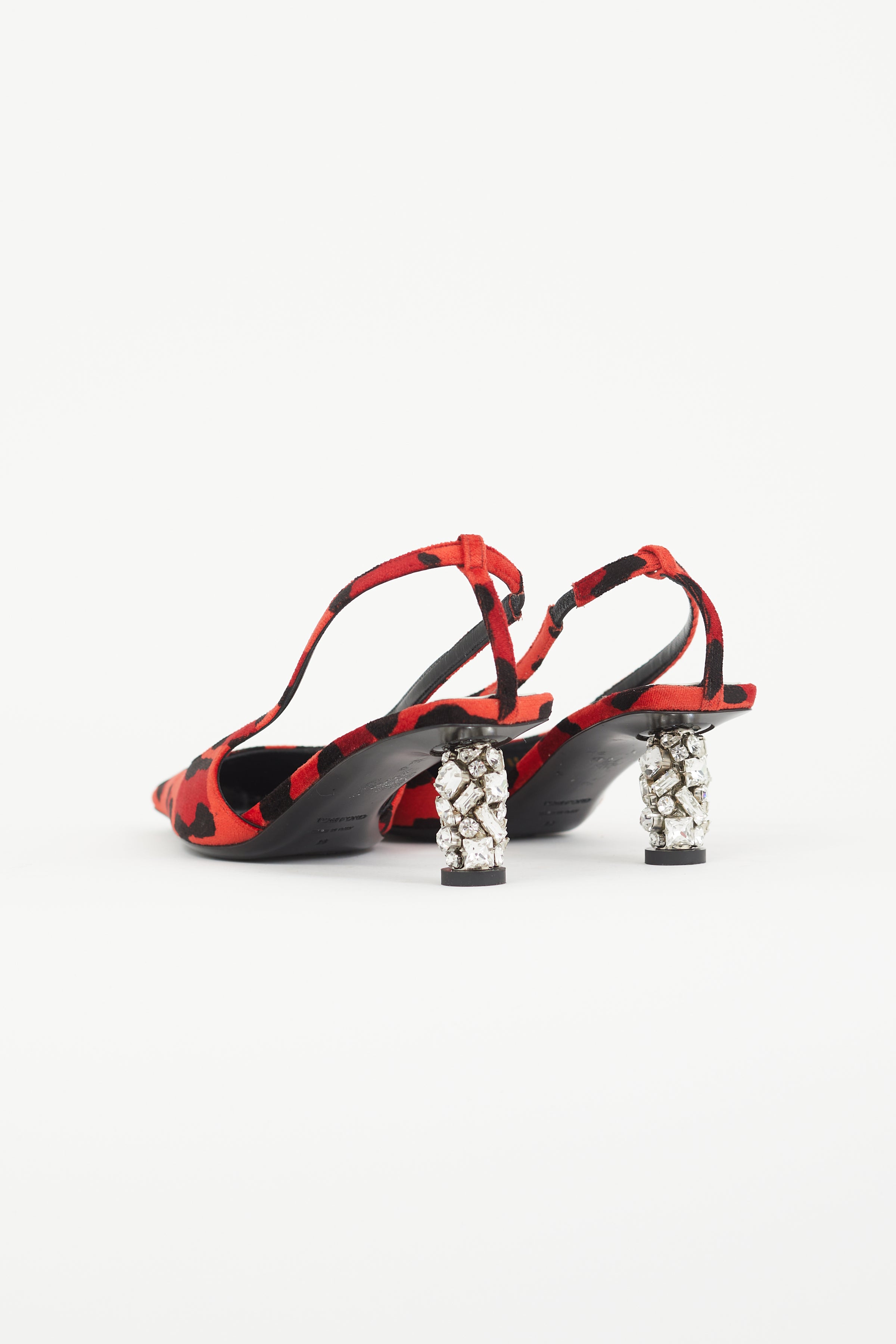 Tom Ford // Red & Black Animalier Crystal Slingback Heel – VSP