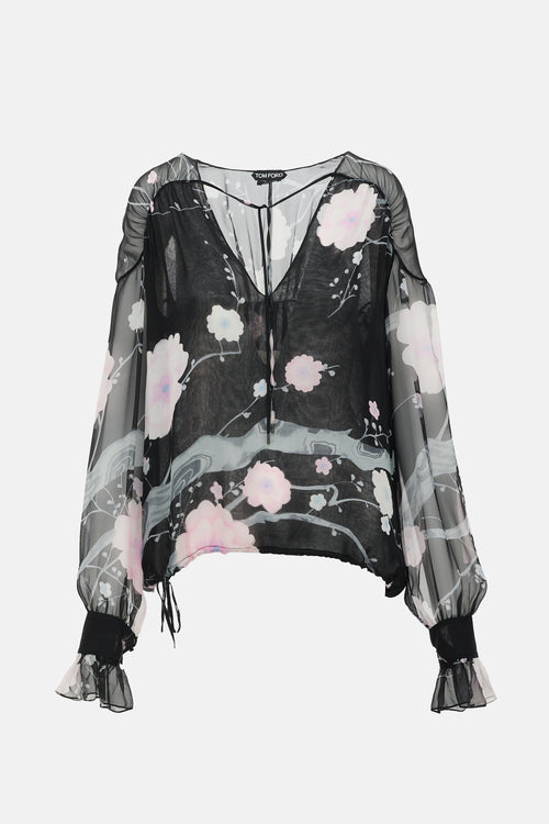 Tom Ford Resort 2015 Silk Chiffon Blouse