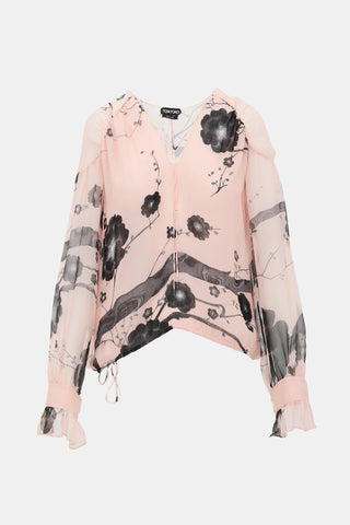 Tom Ford Resort 2015 Silk Chiffon Blouse