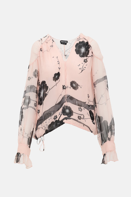 Tom Ford Resort 2015 Silk Chiffon Blouse