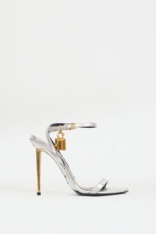 Tom Ford Silver & Gold Leather Padlock 105 Heel