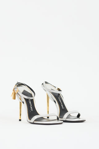 Tom Ford Silver & Gold Leather Padlock 105 Heel