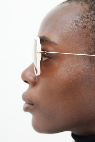 Tom Ford White & Gold Joanna Square Sunglasses