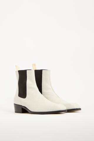 Tom Ford White Textured Leather Bailey Boot