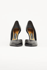 Tom Ford Black Leather Gold Heel Pump