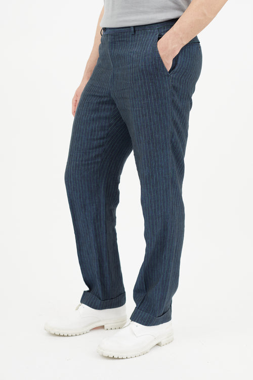 Tombolni Navy & Green Striped Two Piece Suit