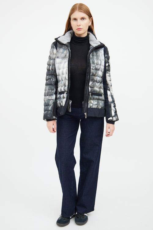 Grey & Black Arizona Print Puffer Jacket