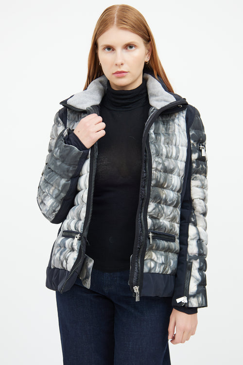 Grey & Black Arizona Print Puffer Jacket