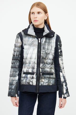 Grey & Black Arizona Print Puffer Jacket