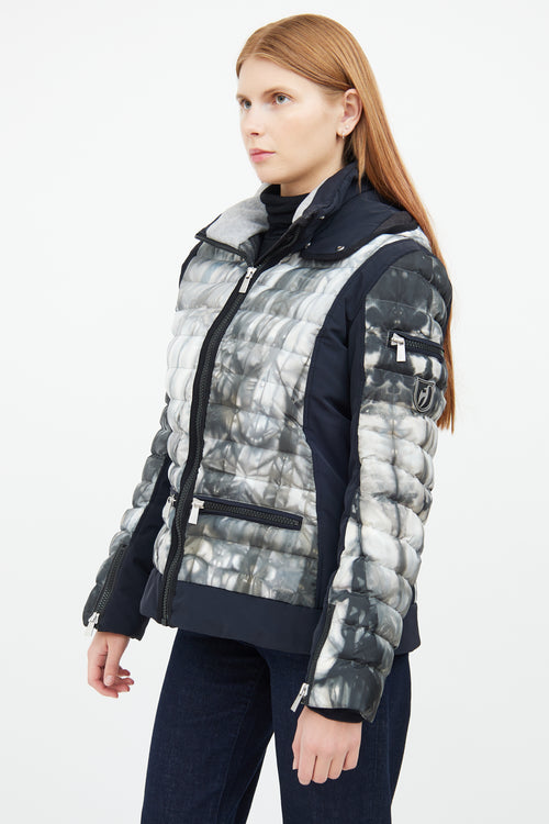 Grey & Black Arizona Print Puffer Jacket