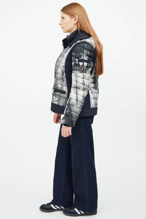 Grey & Black Arizona Print Puffer Jacket