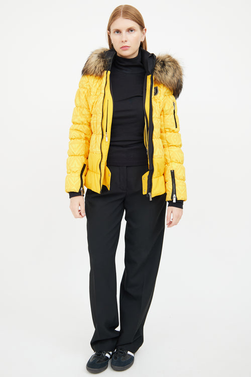 Yellow Pattern Puffer Coat