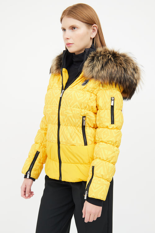 Yellow Pattern Puffer Coat