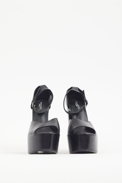 Tony Bianco Black Leather Platform Heel