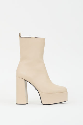 Tony Bianco Beige Leather Platform Heeled Boot