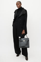 Tory Burch Black & Gold Radziwill Embossed Leather Bag