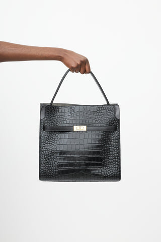 Tory Burch Black & Gold Radziwill Embossed Leather Bag