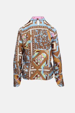 Tory Burch Silk Garden Button Up Top