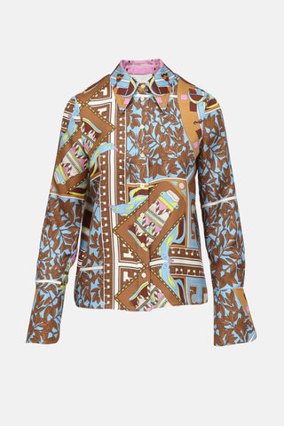 Tory Burch Silk Garden Button Up Top