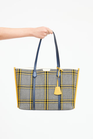 Tory Burch Woven Plaid Tote Bag