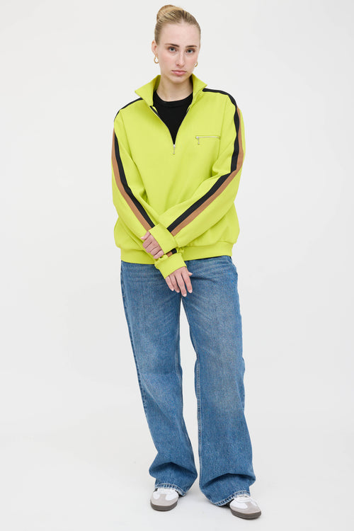 Tory Burch Striped Quarter Zip Sweater