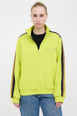 Tory Burch Striped Quarter Zip Sweater