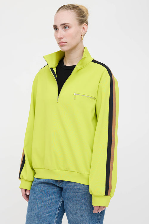 Tory Burch Striped Quarter Zip Sweater