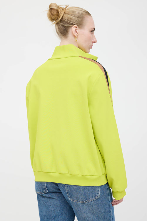 Tory Burch Striped Quarter Zip Sweater