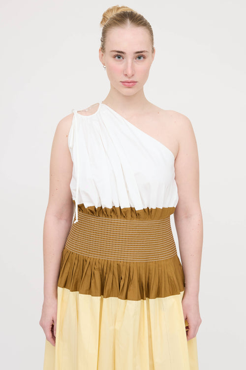 Tory Burch One Shoulder Smocked Dress