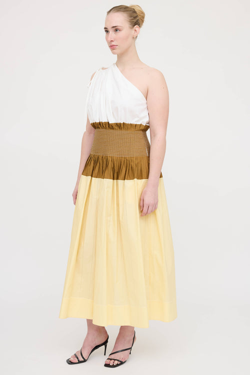 Tory Burch One Shoulder Smocked Dress