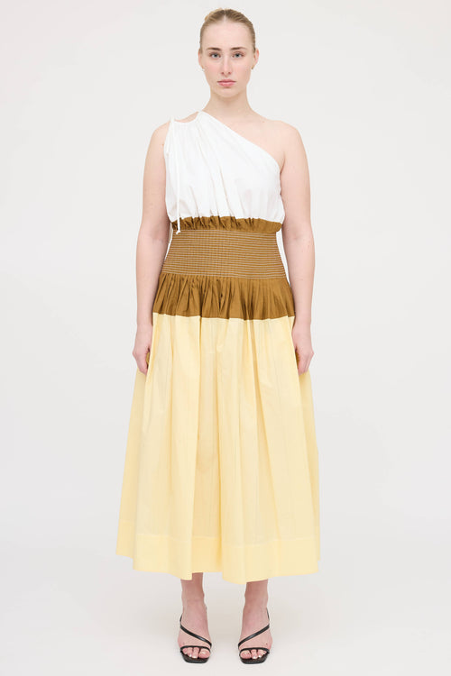 Tory Burch One Shoulder Smocked Dress