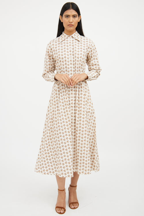 Tory Burch Cream Multi Floral Maxi Dress