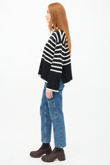 Toteme Black & White Striped Turtleneck Sweater