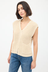 Toteme Beige Linen & Cotton Two Pocket Vest