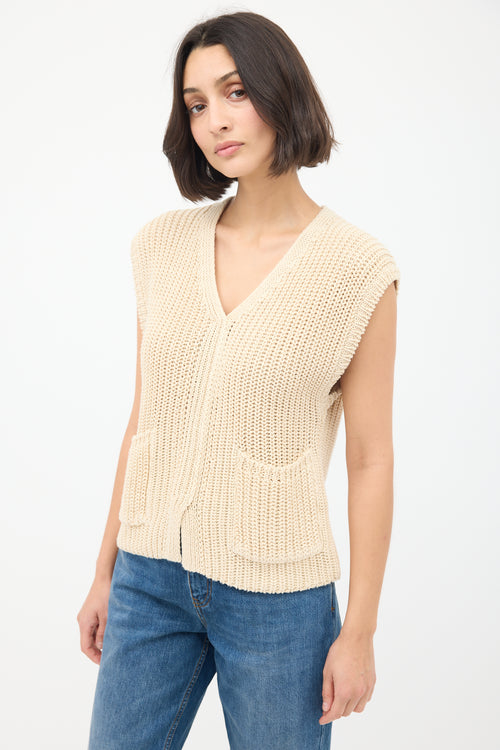 Toteme Beige Linen & Cotton Two Pocket Vest