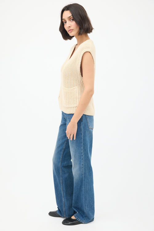 Toteme Beige Linen & Cotton Two Pocket Vest