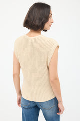 Toteme Beige Linen & Cotton Two Pocket Vest