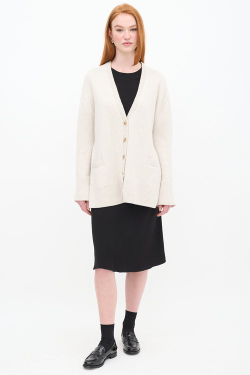 Toteme Beige Wool Knit Cardigan