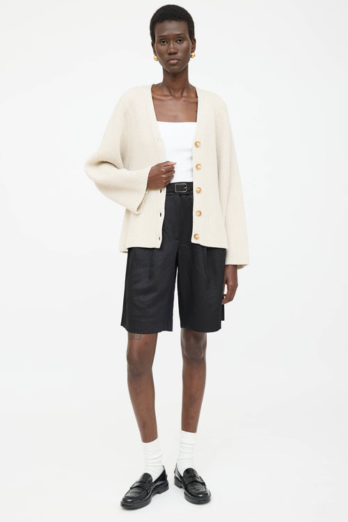 Toteme Wool Ribbed Knit Cardigan