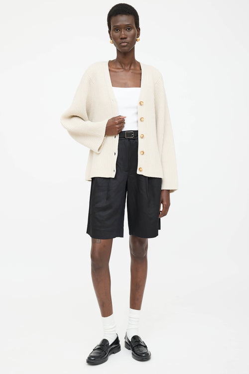 Toteme Wool Ribbed Knit Cardigan