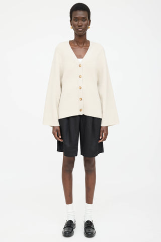 Toteme Wool Ribbed Knit Cardigan