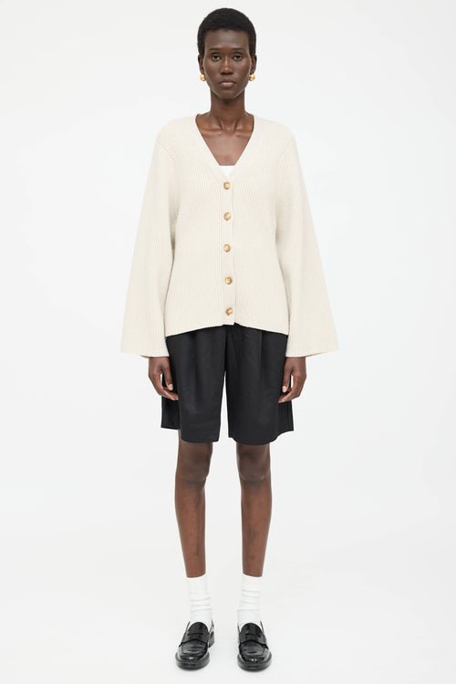 Toteme Wool Ribbed Knit Cardigan