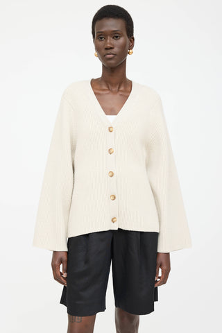 Toteme Wool Ribbed Knit Cardigan