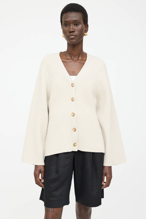 Toteme Wool Ribbed Knit Cardigan