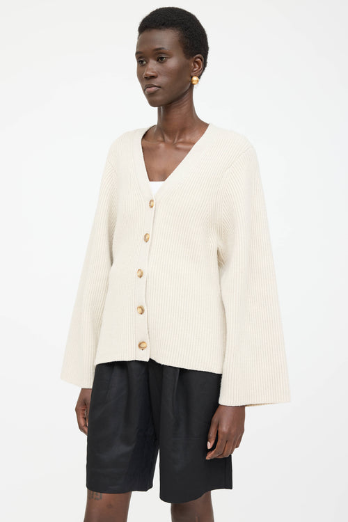 Toteme Wool Ribbed Knit Cardigan